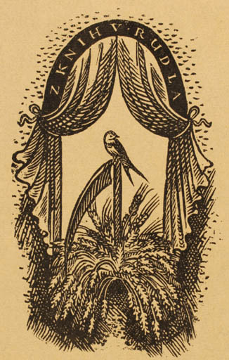 Exlibris by Cyril Bouda from Czechoslovakia for Zknihv Rudla - Working Bird 