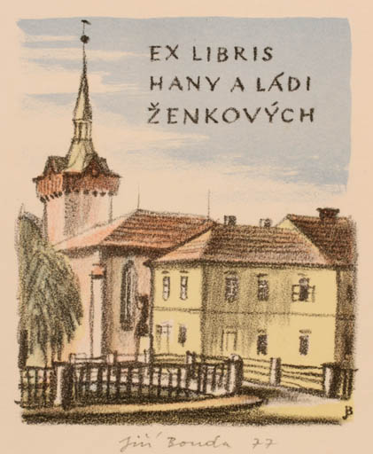 Exlibris by Jiri Bouda from Czech Republic for Hany A Ládi Zenkových - City 