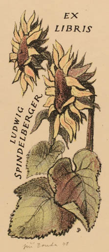 Exlibris by Jiri Bouda from Czech Republic for Ludwig Spindelberger - Flower 