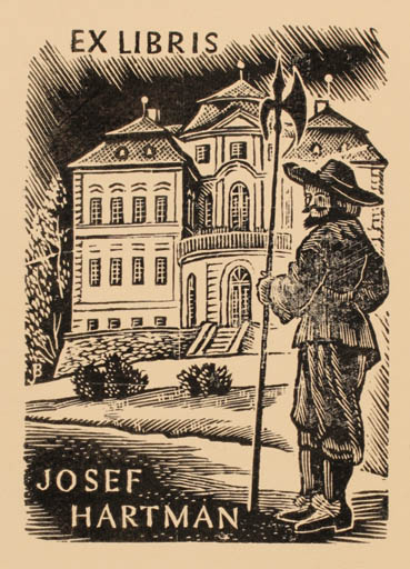 Exlibris by Jiri Bouda from Czech Republic for Josef Hartman - Architecture Castle/Palace 