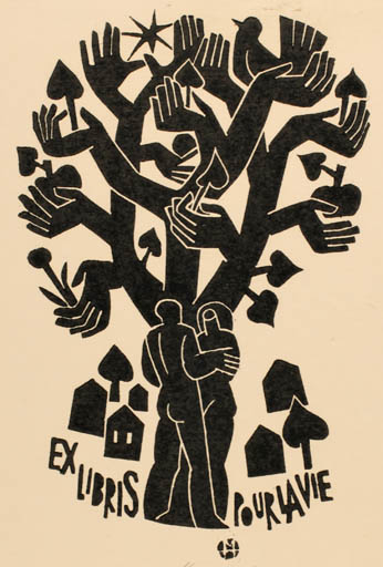 Exlibris by Miroslav Houra from Czech Republic for Pour Lavie - Adam and Eve Flora 