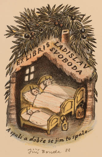 Exlibris by Jiri Bouda from Czech Republic for Ladislav Svoboda - Fairytale/fable 