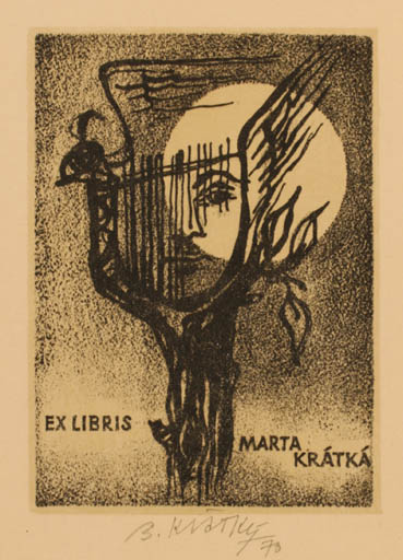 Exlibris by Bohumil Kratky from Czech Republic for Marta Krátká - Abstract 