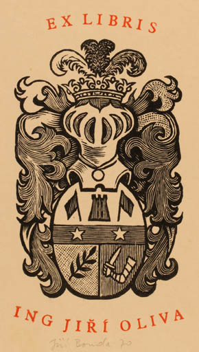 Exlibris by Jiri Bouda from Czech Republic for Ing. Jiri Oliva - Heraldry 