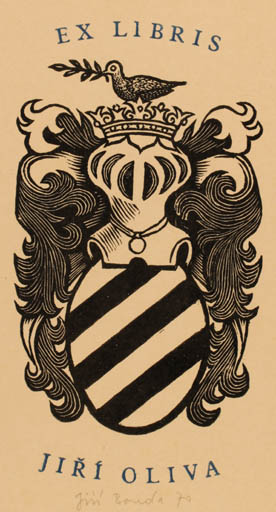 Exlibris by Jiri Bouda from Czech Republic for Ing. Jiri Oliva - Heraldry 