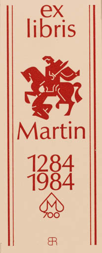 Exlibris by Martin Robert Broz from Czechoslovakia for ? Martin - Knight Horseman/Rider 