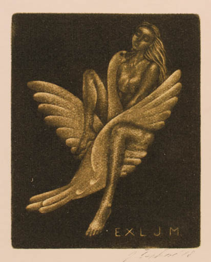 Exlibris by Jana Capkova from Czech Republic for ? J.M. - Leda and the Swan 