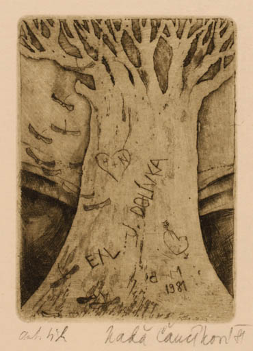 Exlibris by Nadezda Cancikova from Czechoslovakia for Josef Dolivka - Tree 