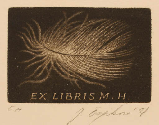 Exlibris by Jana Capkova from Czechoslovakia for ? M.H. - Abstract 