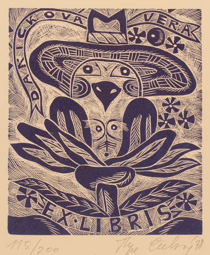 Exlibris by Olga Cechova from Czechoslovakia for Vera Darickova - Abstract 