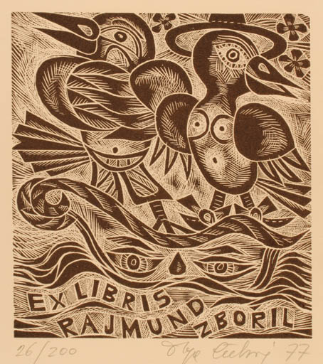 Exlibris by Olga Cechova from Czechoslovakia for Rajmund Zboril - Bird 