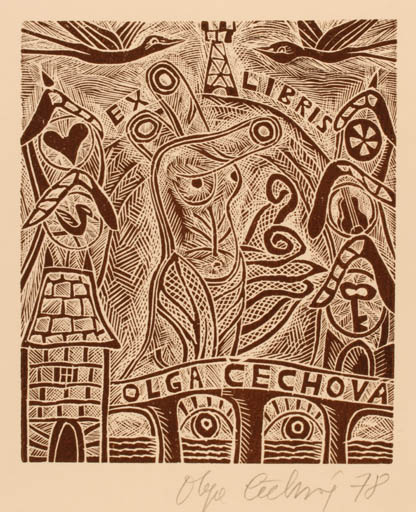 Exlibris by Olga Cechova from Czechoslovakia for Olga Cechova - Surrealism 