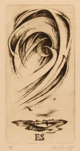 Exlibris by Jaroslav Cheben from Czechoslovakia for Müdr. Ervin Sykora - Abstract Scenery/Landscape 