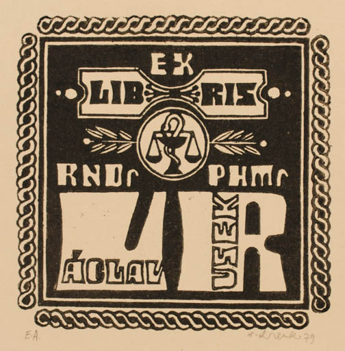 Exlibris by Viktor Chrenko from Czechoslovakia for Vaclav Rusek - Pharmacy 