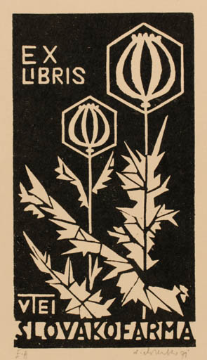 Exlibris by Viktor Chrenko from Czechoslovakia for ? Slovakofarma - Flora 