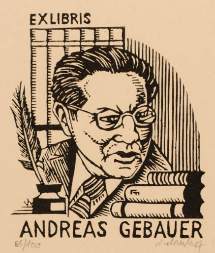 Exlibris by Viktor Chrenko from Czechoslovakia for Andreas Gebauer - Book Portrait 