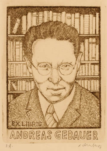 Exlibris by Viktor Chrenko from Czechoslovakia for Andreas Gebauer - Book Portrait 