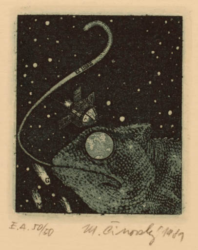 Exlibris by Martin Cinovsky from Czechoslovakia for ? ? - Fauna Cosmos 