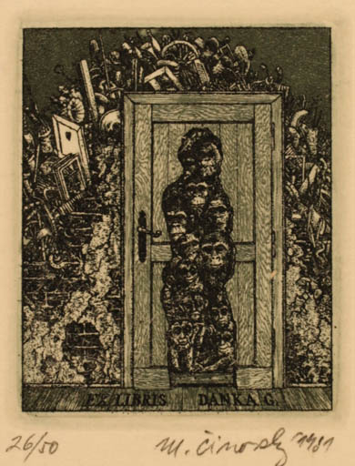 Exlibris by Martin Cinovsky from Czechoslovakia for G Danka - Surrealism 