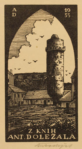 Exlibris by Antonin Dolezal from Czechoslovakia for Antonin Dolezal - Castle/Palace 