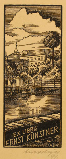 Exlibris by Antonin Dolezal from Czechoslovakia for Ernst Künstner - City 