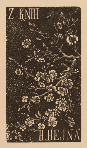 Exlibris by Antonin Dolezal from Czechoslovakia for H Hejna - Flower Flora 