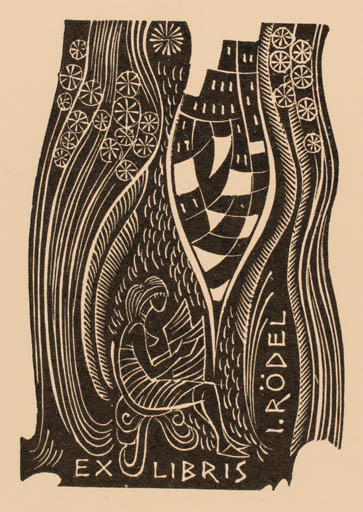 Exlibris by Dusan Janousek from Czechoslovakia for Inge Rödel - Woman 