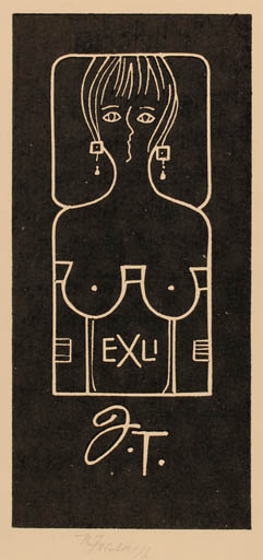 Exlibris by Karel Fiala from Czechoslovakia for ? ? - Woman 