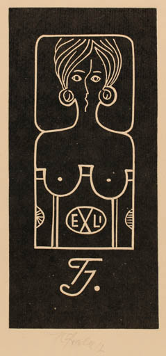 Exlibris by Karel Fiala from Czechoslovakia for ? T.J. - Woman 