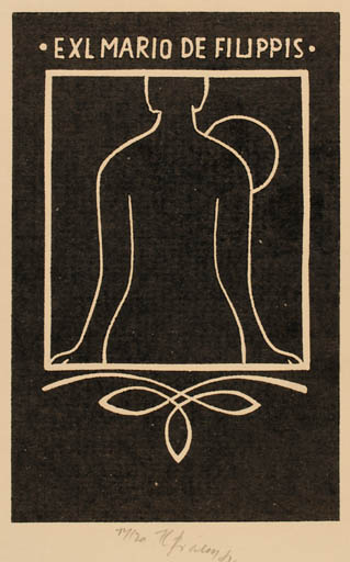 Exlibris by Karel Fiala from Czechoslovakia for Mario de Filippis - Woman 