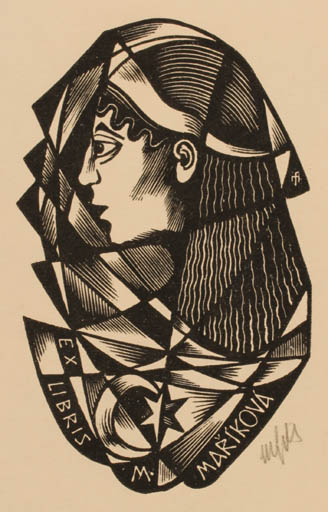 Exlibris by Dr. Otakar Marik from Czechoslovakia for Marie Marikova - Woman 