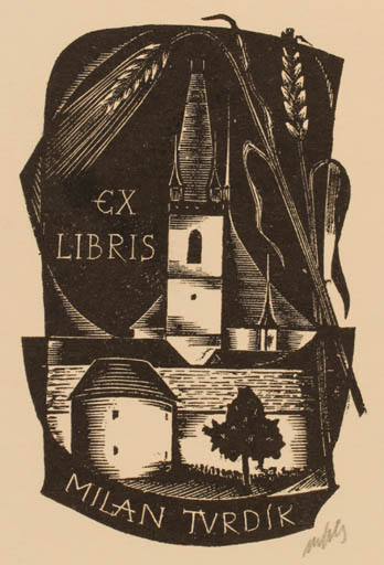 Exlibris by Dr. Otakar Marik from Czechoslovakia for Milan Tvrdik - Castle/Palace 