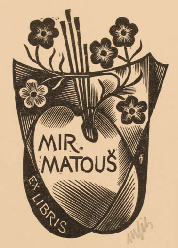 Exlibris by Dr. Otakar Marik from Czechoslovakia for Miroslav Matous - Flower Art 