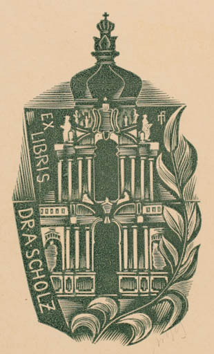 Exlibris by Dr. Otakar Marik from Czechoslovakia for Dr. Albrecht Scholz - Architecture 