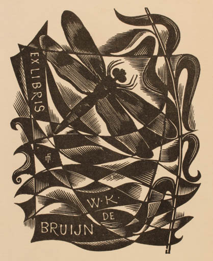 Exlibris by Dr. Otakar Marik from Czechoslovakia for W.K. De Bruijn - Insect 