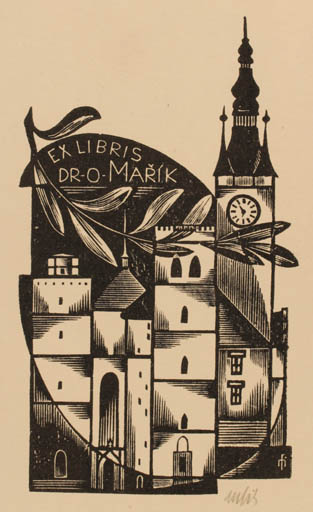 Exlibris by Dr. Otakar Marik from Czechoslovakia for Dr. Otakar Marik - Architecture 