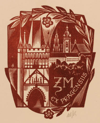 Exlibris by Dr. Otakar Marik from Czechoslovakia for ? Z.M. - Architecture 