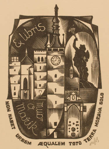 Exlibris by Dr. Otakar Marik from Czechoslovakia for Dr. Otakar Marik - City 