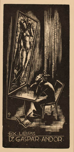 Exlibris by Dr. Otakar Marik from Czechoslovakia for Dr. Gáspár Andor - Book Woman Man Nude 