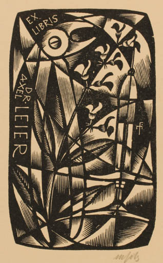 Exlibris by Dr. Otakar Marik from Czechoslovakia for Dr. Axel Leier - Flower Flora 