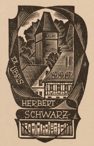 Exlibris by Dr. Otakar Marik from Czechoslovakia for Herbert Schwarz - Book City 