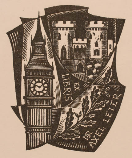 Exlibris by Dr. Otakar Marik from Czechoslovakia for Dr. Axel Leier - Castle/Palace 