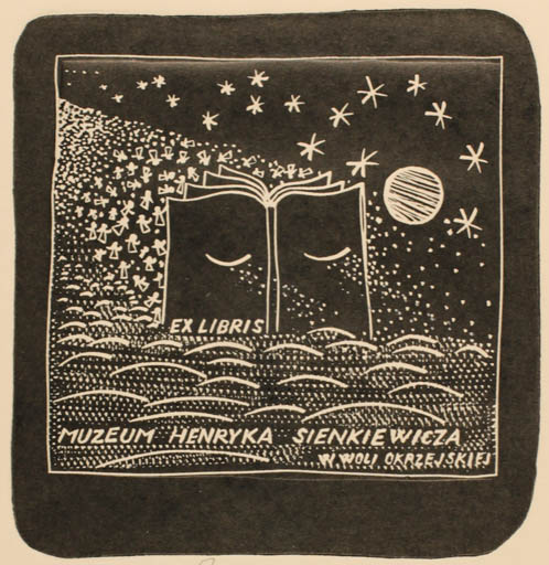 Exlibris by Jana Krejcova from Czech Republic for Henryka Sienkiewicza - Book Cosmos Scenery/Landscape 