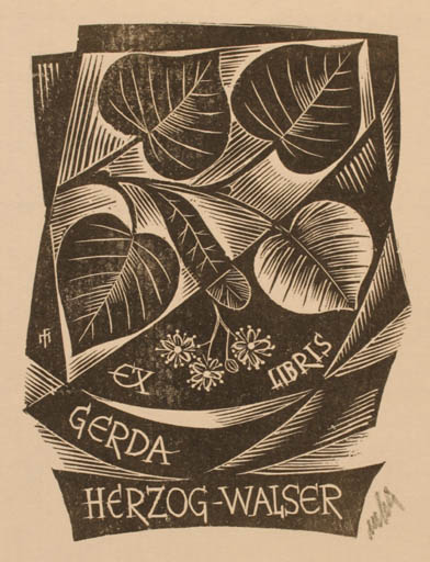 Exlibris by Dr. Otakar Marik from Czechoslovakia for Gerda Herzog Waiser - Flora 