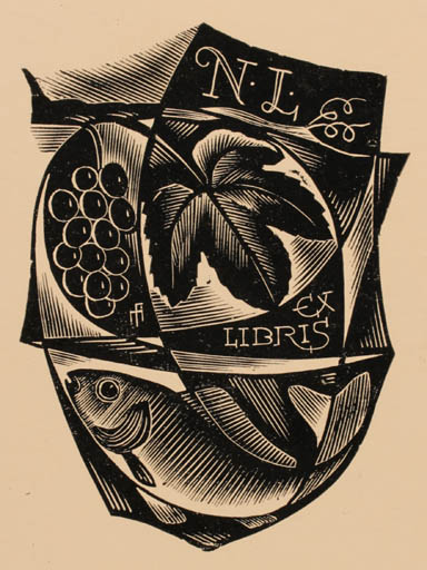 Exlibris by Dr. Otakar Marik from Czechoslovakia for ? N.L. - Fish Fruit Wine 