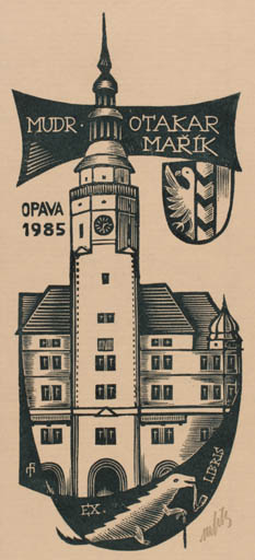 Exlibris by Dr. Otakar Marik from Czechoslovakia for Dr. Otakar Marik - Castle/Palace 