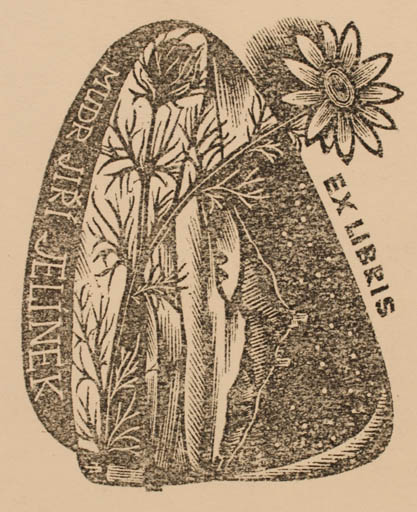 Exlibris by Dr. Otakar Marik from Czechoslovakia for Mudr. Jiri Jelinek - Flower Flora 