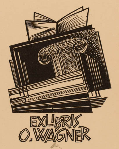 Exlibris by Dr. Otakar Marik from Czechoslovakia for O. Wagner - Book 