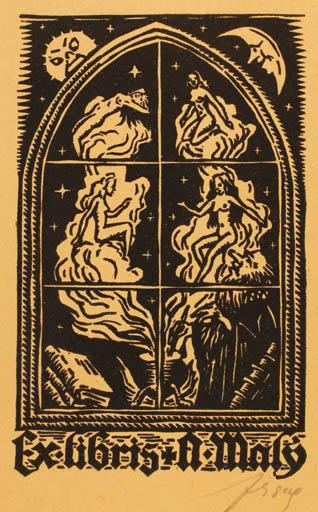 Exlibris by Victor Fleissig from Czechoslovakia for A. Maly - 