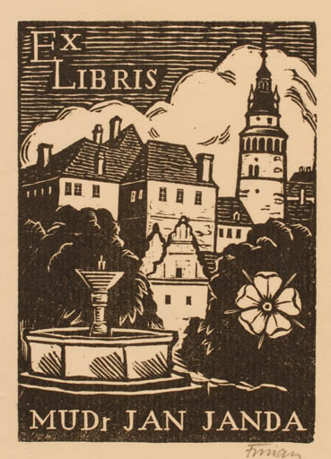 Exlibris by Michal Florian from Czechoslovakia for Dr. Jan Janda - Architecture 